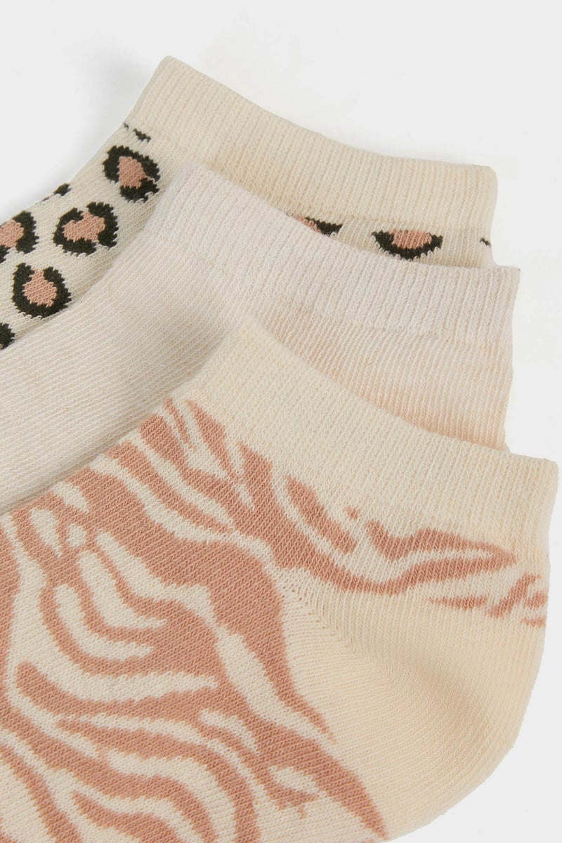 DeFacto Multicolour Woman Woman Animal Print 3 Piece Cotton Ankle Socks Casual - Image 5